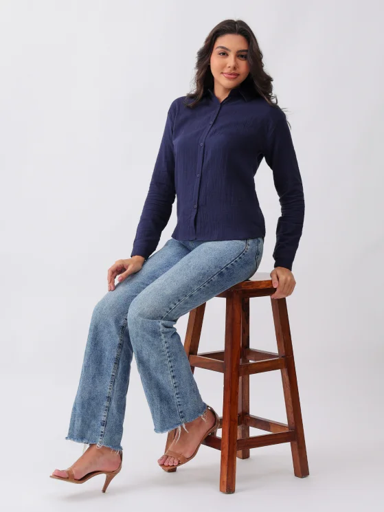 Women Solid Regular Collar Shirt