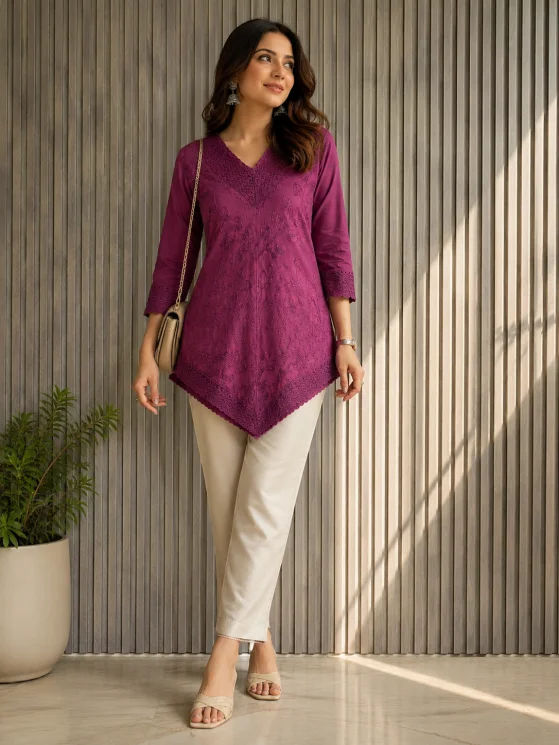 Women Elegant Embroidered Casual Ethnic Top