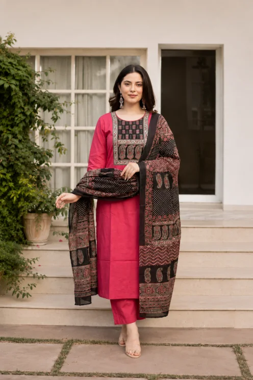 Kimakshi Premium fashion - Stylish Pink Suit, Palazzo & Dupatta for Women's