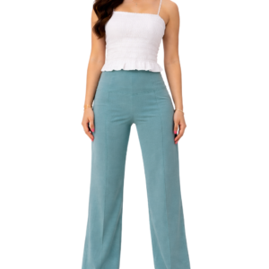 Women's High-Waist Wide Leg Jegging, Pista Green, Casual Flared Trousers